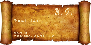 Mendl Ida névjegykártya